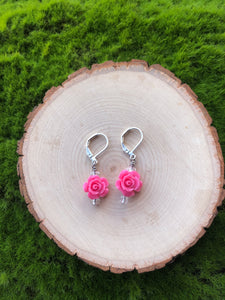 Pink Rose Earrings- Style C