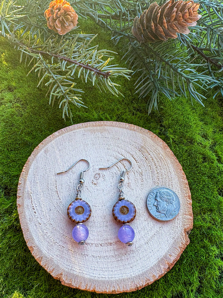 Funky Purple Bead Earrings