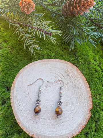 Tigers Eye Floral Earrings