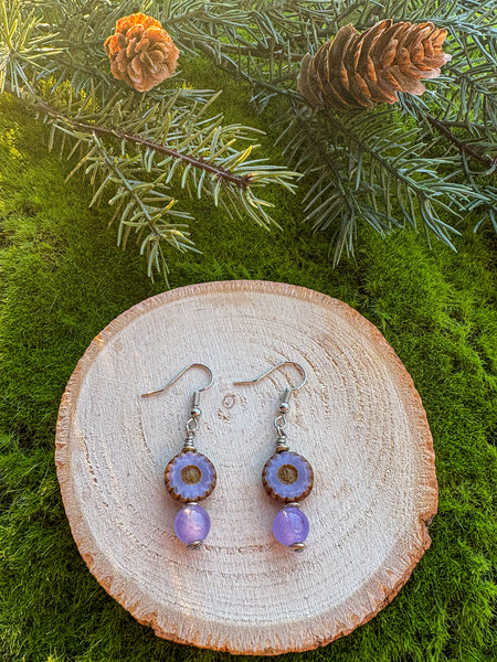 Funky Purple Bead Earrings