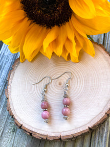 Rhodonite bead stack earrings