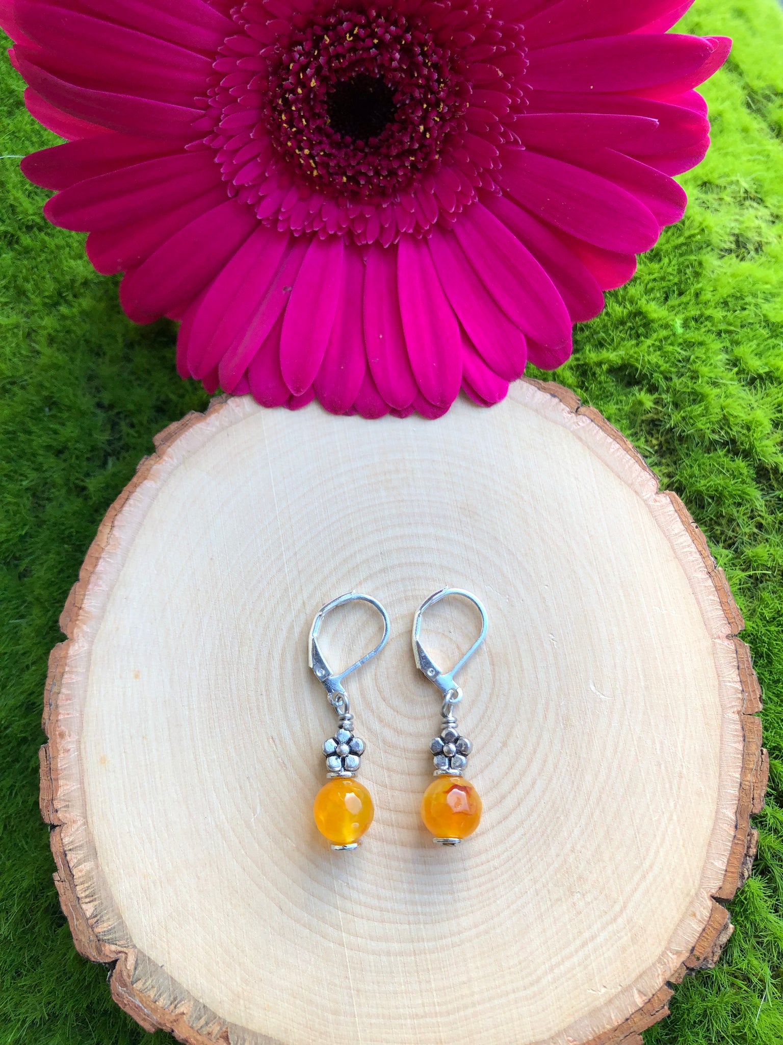 Sunshine bead earrings- floral