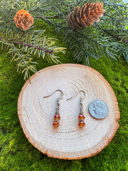 Iridescent Stack Earrings- amber orange