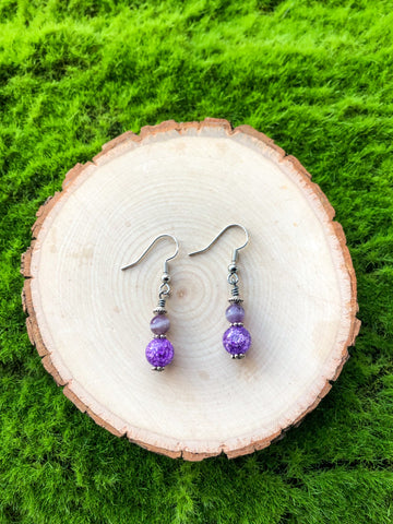 Amethyst Earrings- purple sparkle beads