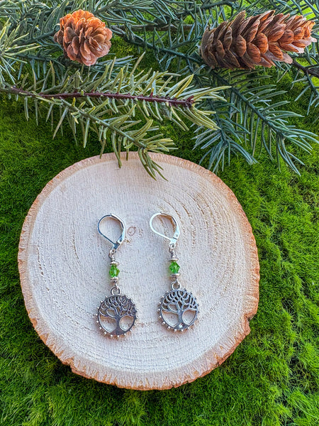 Tree Earrings- Style A, light green single stack