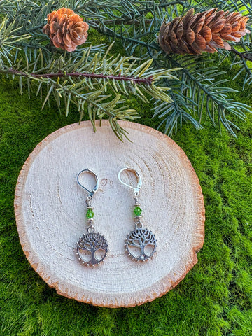 Tree Earrings- Style A, light green single stack