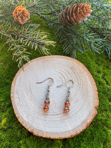 Iridescent Stack Earrings- amber orange