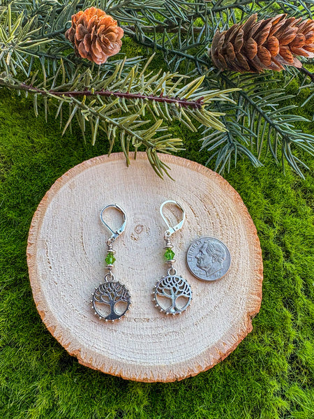 Tree Earrings- Style A, light green single stack