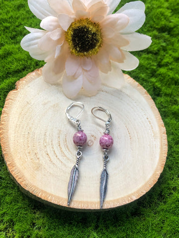 Pink/purple feather earrings