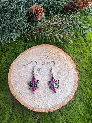 Pink Butterfly Earrings