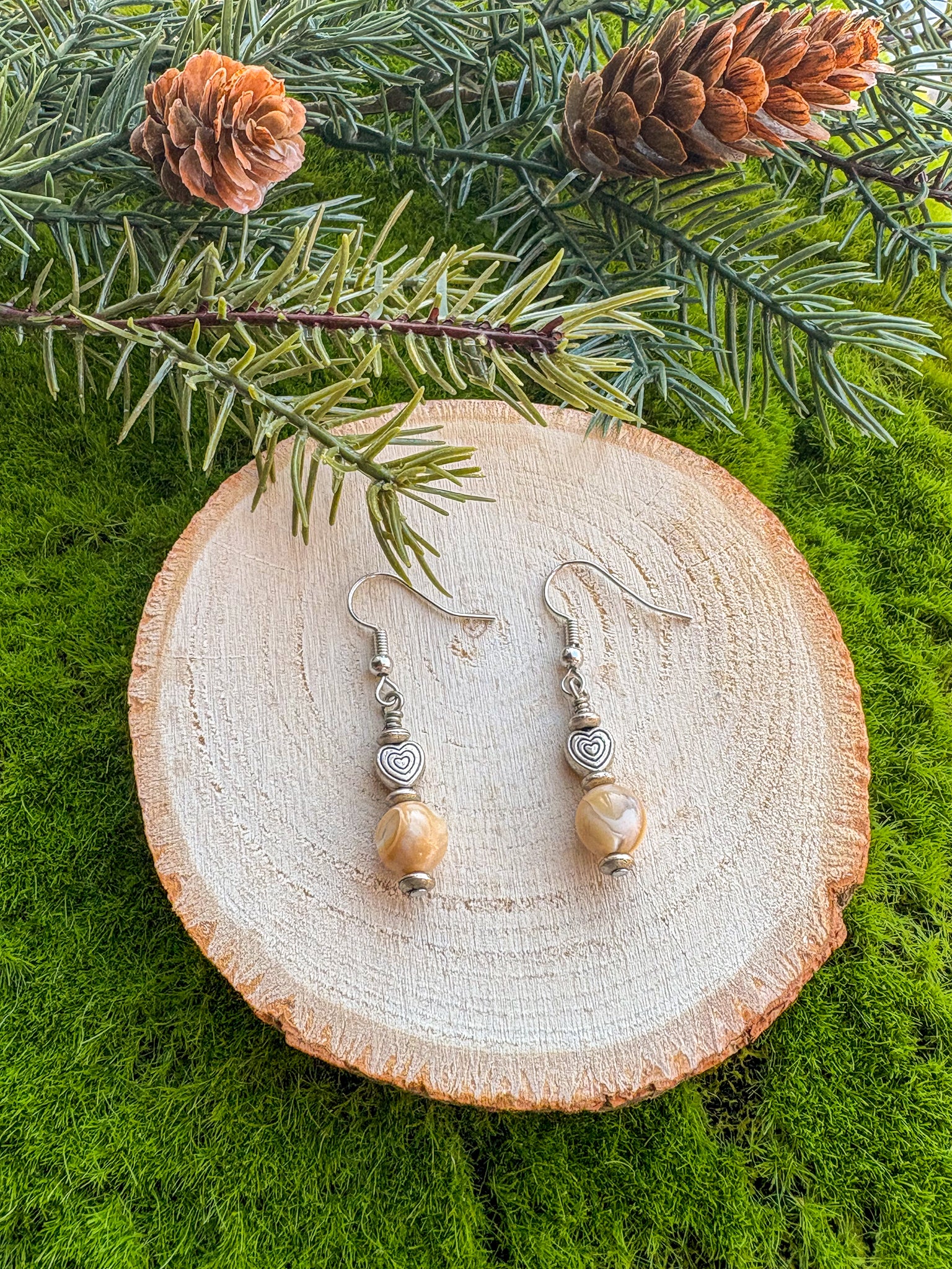 Mother of Pearl Heart Earrings