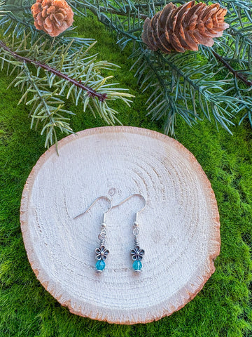Floral Earrings- Style A, light blue