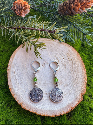Tree Earrings- Style B, light green single stack